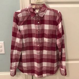 J Crew button down, maroon and white. Size S